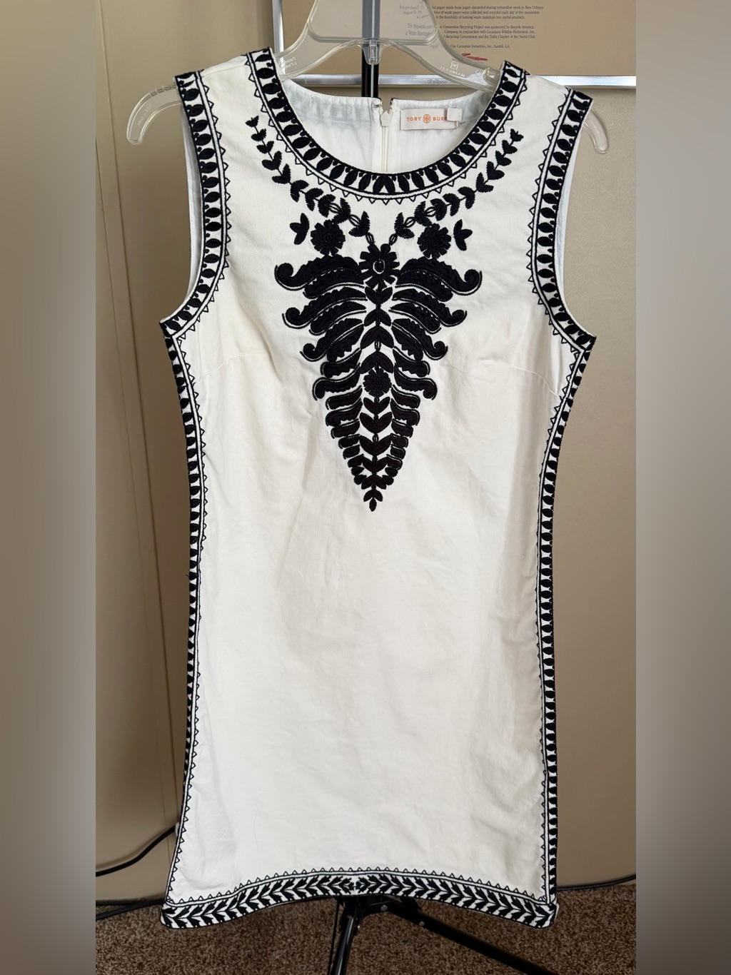 Tory Burch Camille Sleeveless Embroidered Sheath Dress Size 6